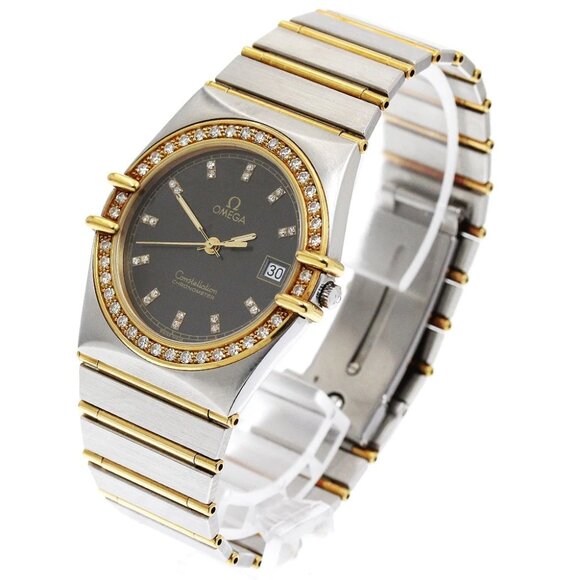 OMEGA Constellation Diamond bezel full bar black Dial Quartz Men's Watch_895084 - Picture 1 of 6